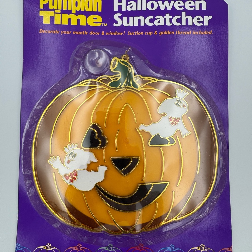 Vintage Pumpkin Time Halloween Suncatcher Ghost &‎ Pumpkin New/Sealed